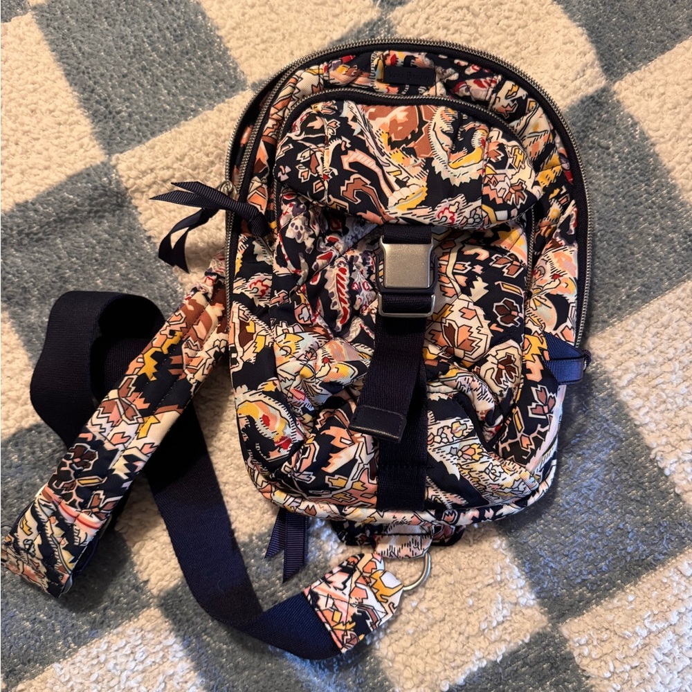 Vera Bradley Navy and Multicolor Patterned Crossbody Bag
